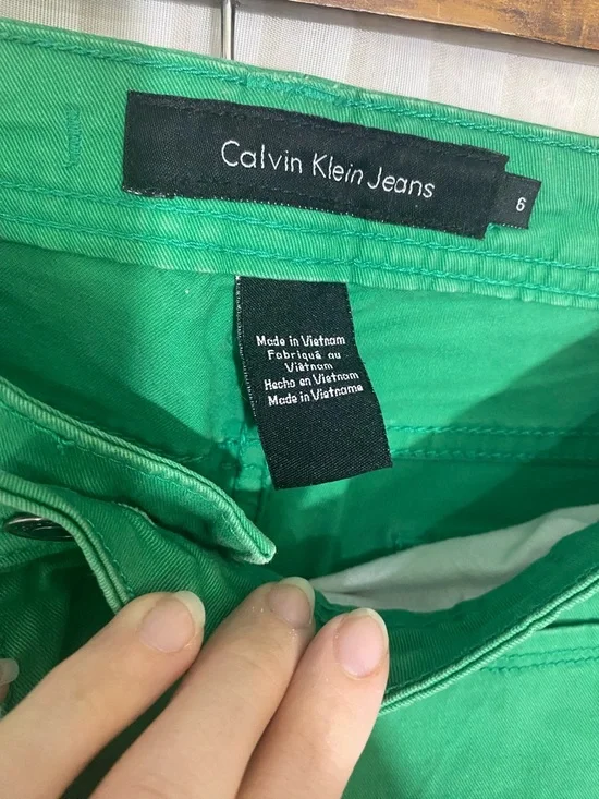 Calvin Klein Jeans Skinny Crop Pants Womens Size 6 Green Stretch Mid Rise Ankle - Picture 4 of 8
